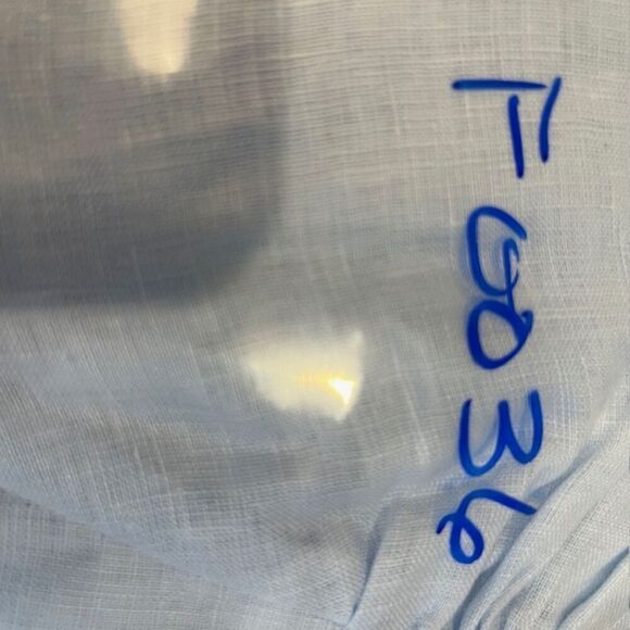 NWT LUSANA Linen Coco Lace Back Tiered Midi Sky Blue Lined Size 4 - Picture 13 of 13